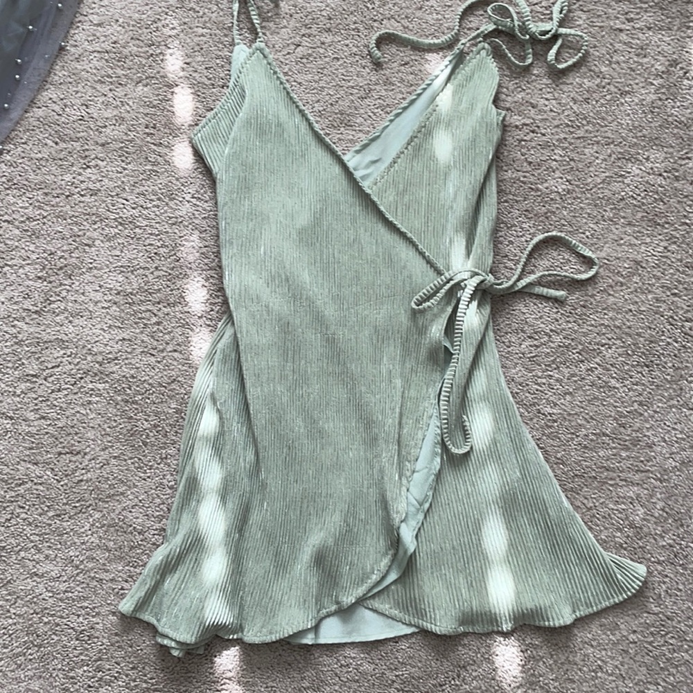 Green wrap dress